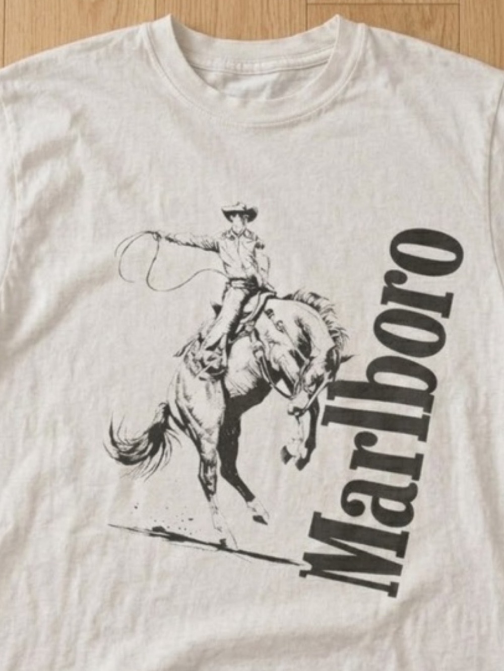 Gildan White Short-Sleeve Tee with Black Cowboy Horse Graphic
